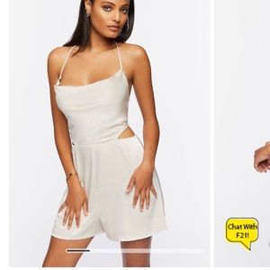 Satin Halter Cutout Romper